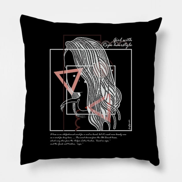 Girl with Rope hairstyle version 5 Pillow by Frajtgorski