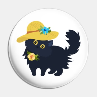 Black cat in a hat Pin