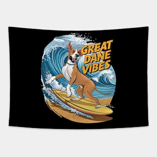 The Surfing Great Dane Pooch Tapestry