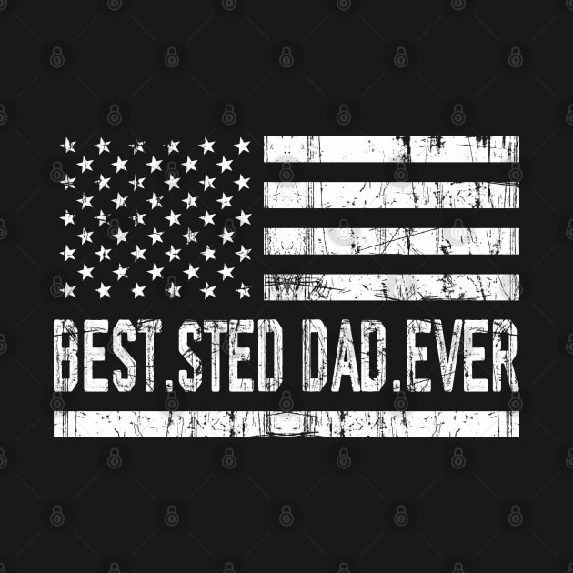 Father's Day Best Step Dad Ever with US American Flag by Whataboutyou Cloth