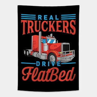 Real Truckers Drive Flatbed Tapestry