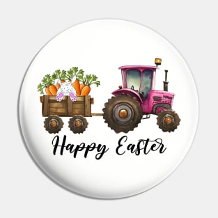 pink tractor Happy Easter Pin