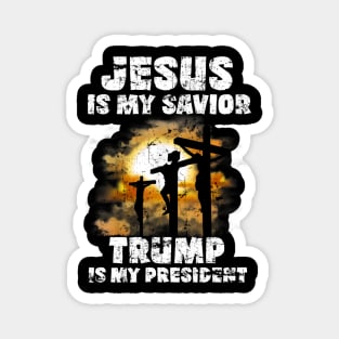 Jesus Is My Savior Trump Is My President American Flag Magnet