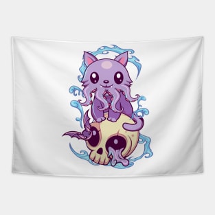 Skull Cat Octopus Kawaii Gothic Tapestry