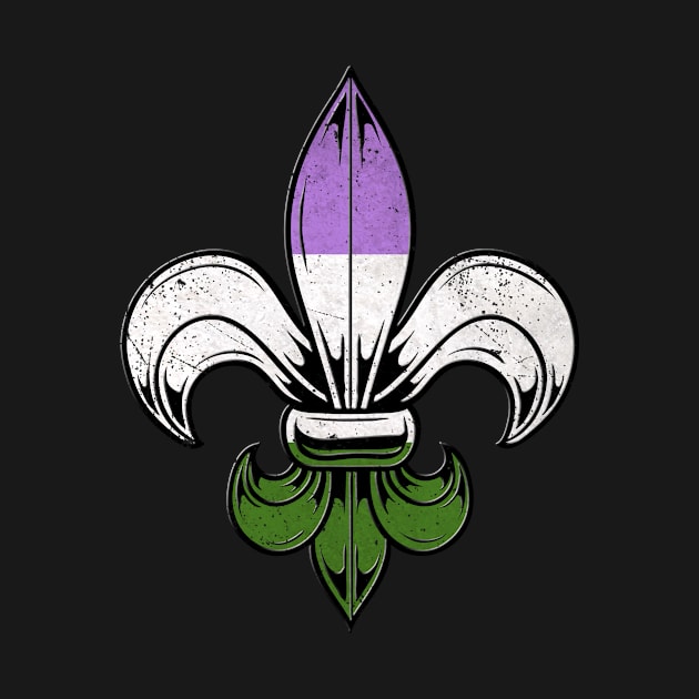 Genderqueer Pride Flag Fleur de Lis T-Shirt by wheedesign