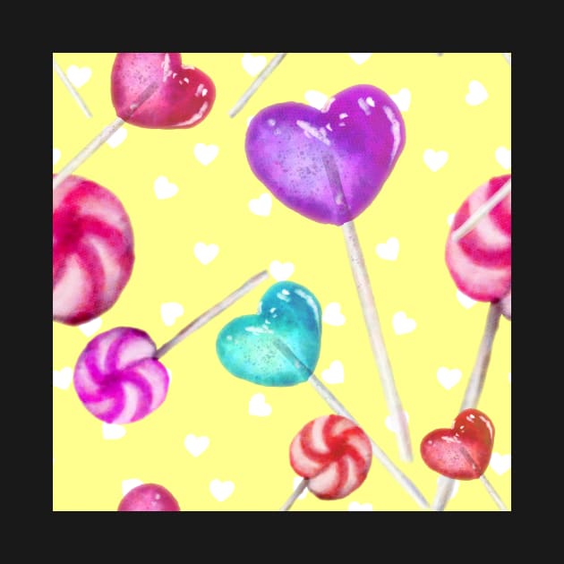 Lollipop Pattern Yellow background by ArtInPi