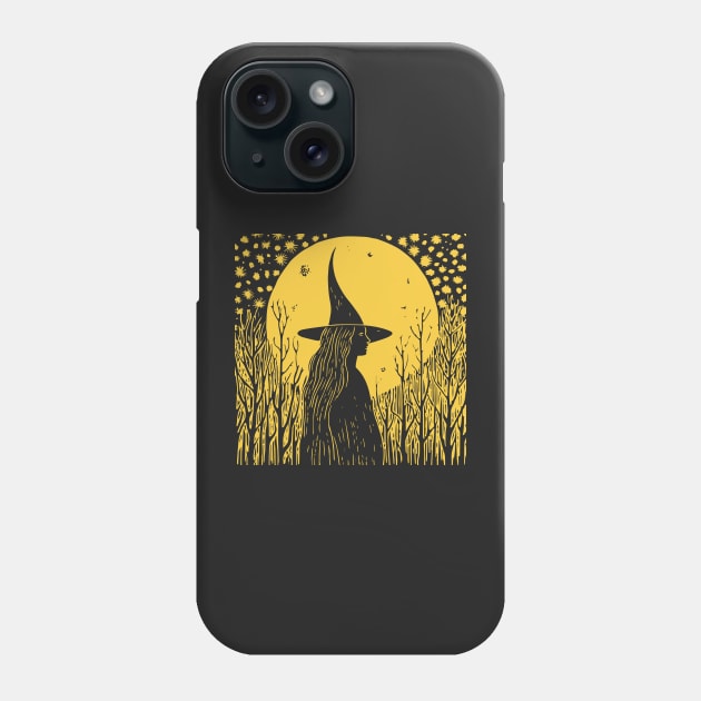 Linocut Witch Phone Case by n23tees