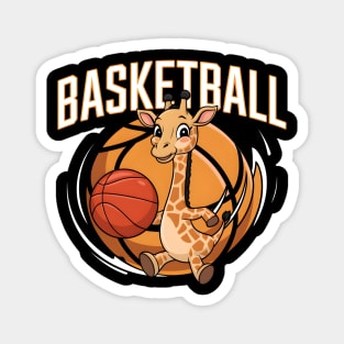 Cute Giraffe Playing Basketball – Funny Sports Animal Magnet