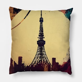 Tokyo tower abstract pop art cityscape Pillow