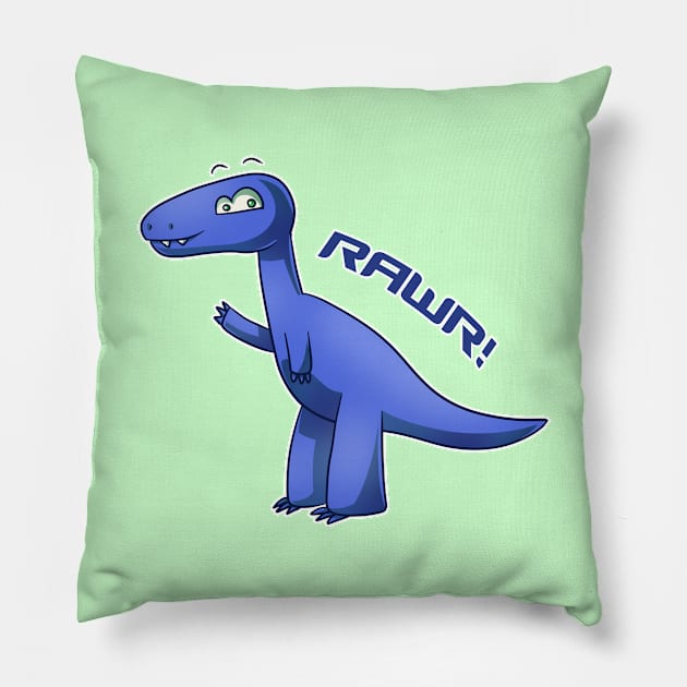 Blue T-Rex Pillow by sambeawesome