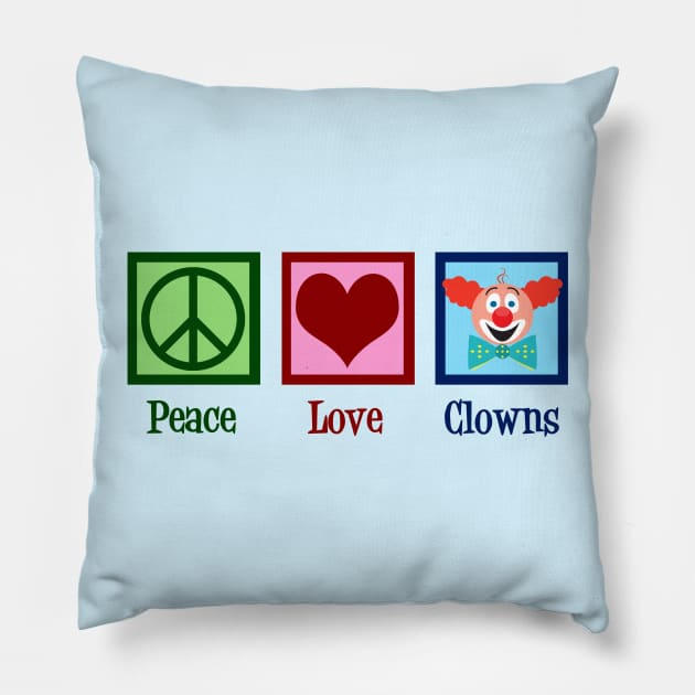 Peace Love Clowns Pillow by epiclovedesigns