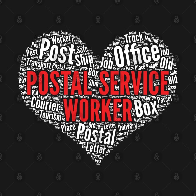 Postal service worker Heart Shape Word Post Office design by theodoros20