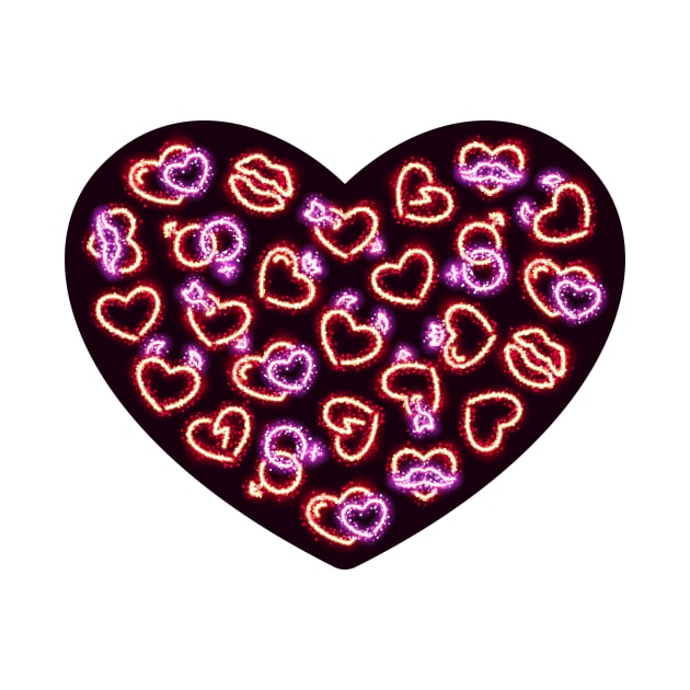 Glowing Glitter Hearts Seamless Background by Voysla