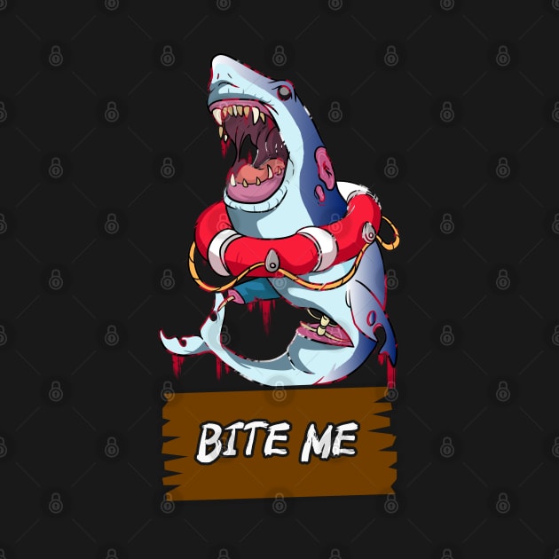 Bite me Shark Zombie by Trendy Black Sheep