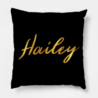 Hailey Name Hand Lettering in Faux Gold Letters Pillow