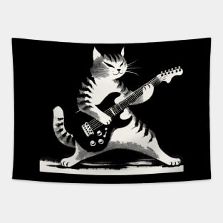 Electric Guitar Cat Rock Music Japan Style Funny Cat Tapestry