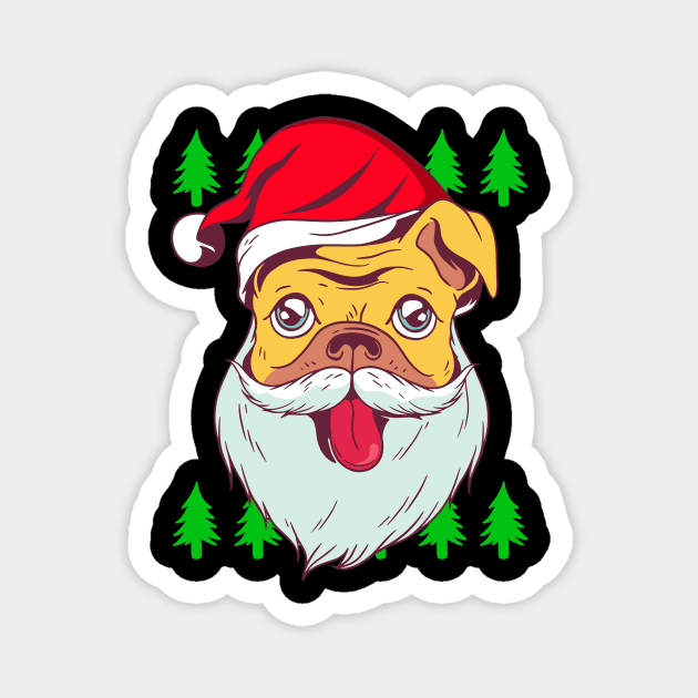 Funny Santa Pug Hat Dog Ugly Christmas Tree Pugmas Xmas Gift Magnet by Ramadangonim