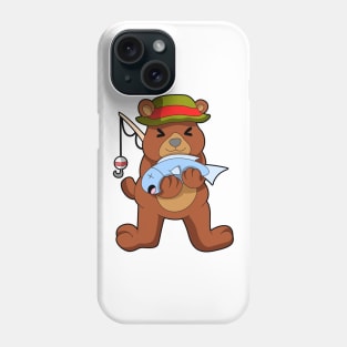 Bear as Angler with Fish Phone Case