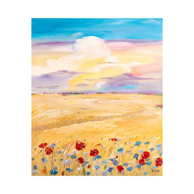 Poppies and Cornflowers Near a Wheat Field by NataliaShchip