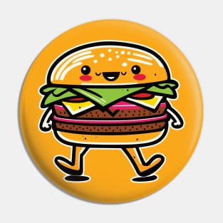 Cute Colorful Smiling Cartoon Hamburger Pin