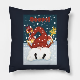 Ooops! Santa falling in the snow when bringing out the presents. Winternight. Pillow