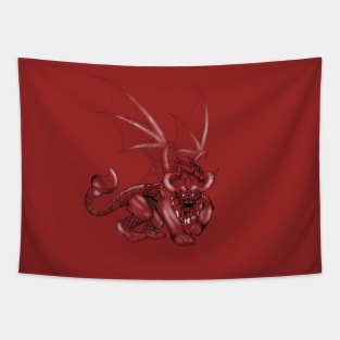 ecopop kaiju manticore in dark beast wings art Tapestry