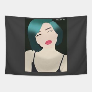 Girl in green hair Tapestry