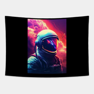 Neon Astronaut Space Galaxy Tapestry