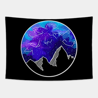 Galaxy above mountain tops Tapestry