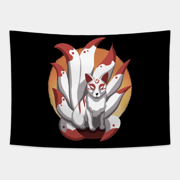 Nine tailed Kitsune Tapestry by MerchBeastStudio