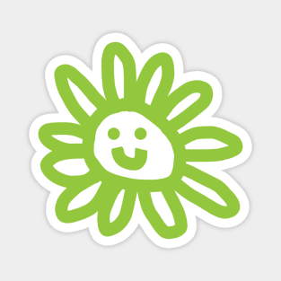 Green Daisy Flower Smiley Face Graphic Magnet