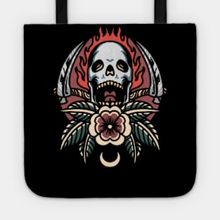 Raging Skull tattoo Tote