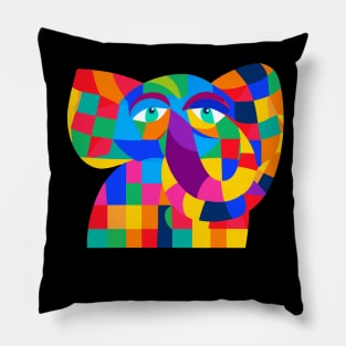 Little Elephant - Colorful Geometric Cute Animal Design Pillow