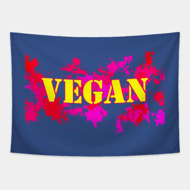 VEGAN - Paint Ball and Stencil in Yellow, Blue, Pink, and Red Tapestry by VegShop