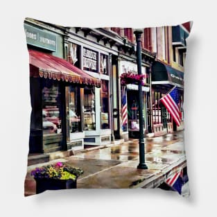 Owego NY - American Flag and Reflections Pillow