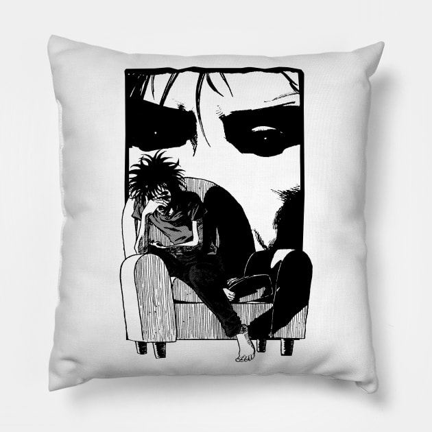 Sitting Dream (black) Pillow by geekingink