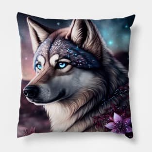 Wolfdog Puppy Portrait Pillow