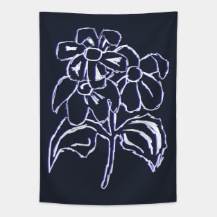 FLOWERS HANDSKETCH BLUE LAZER Tapestry