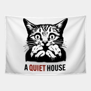 A Quiet House - Cat Horror Movie Parody Poster Tapestry