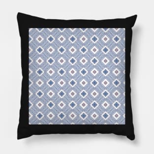 Abstract linear pattern of waves and rectangles in blue Pillow