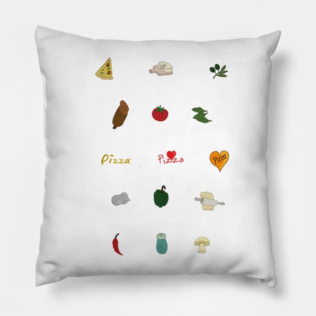 Pizza Ingredients Pillow by DiegoCarvalho