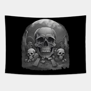 spooky skull tombstone Halloween Tapestry