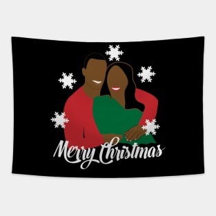 African American Couple Black Love Christmas Tapestry