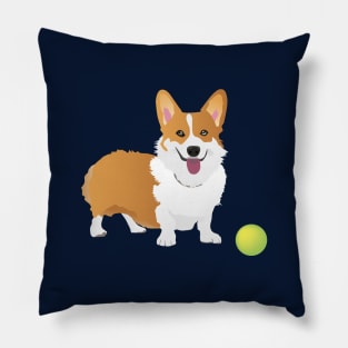 Corgi Dog with a Green Ball Pillow