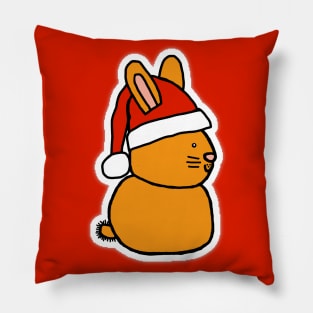 Cute Gold Bunny Wearing a Christmas Santa Hat Pillow