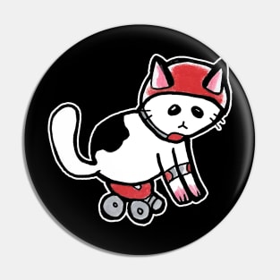 Black and white roller cat Pin