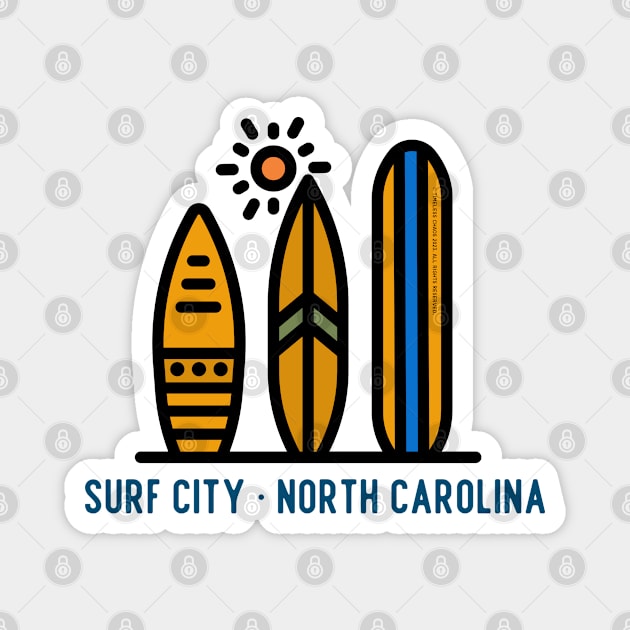 Surf City North Carolina Surfboards Magnet by Timeless Chaos