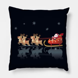 Winter Holiday Fairy Tale Santa Clous and Reindeer Pillow