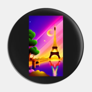 Eiffel Tower - Love France Memory - painting, and mix drawing, painting and digital Pin
