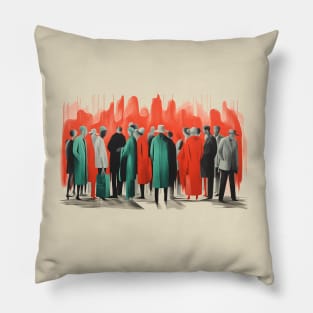 Street Conversations - Abstract Art - Modernist Elegance in Every Stroke! Pillow